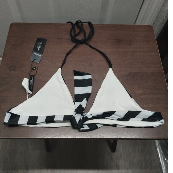 Tavik Swimwear NWT Size XS Black White Stripe Daydreamer Reversible Bikini Top - Picture 2 of 5